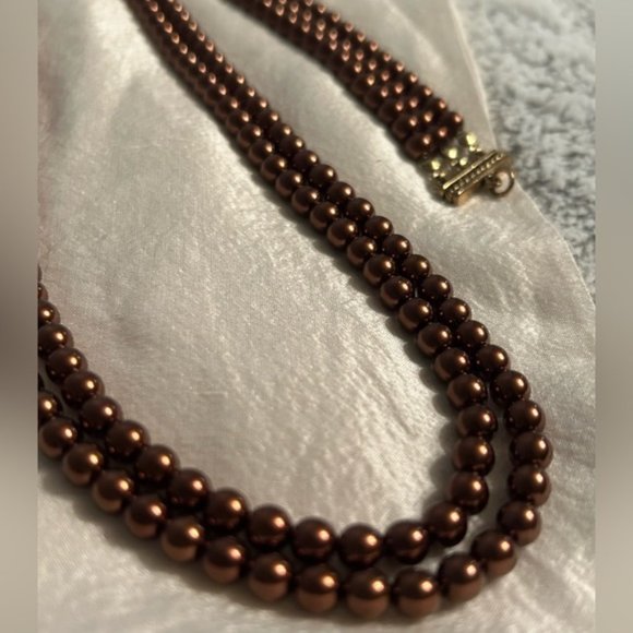 Vintage Multi Strand Dark Bronze Coloured Set Necklace and Bracelet - Picture 6 of 10